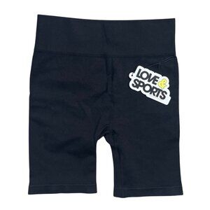 New Love & Sports Ribbed Bike Shorts Black Size L Large Women's Seamless